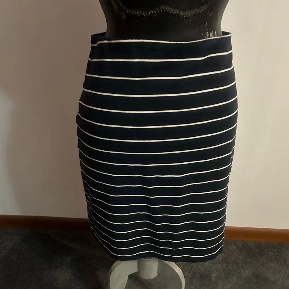 Striped Navy and White Pencil Skirt